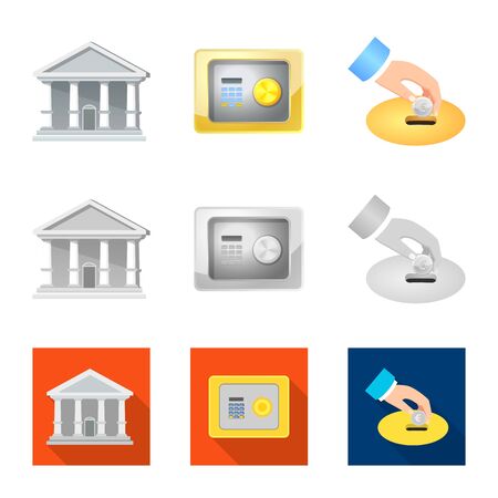Isolated object of bank and money icon. Set of bank and bill stock vector illustration.のイラスト素材
