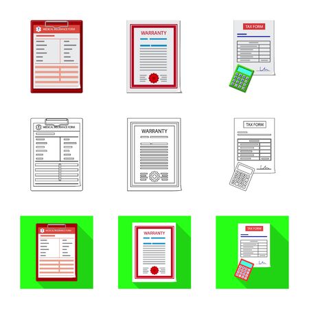 Vector design of form and document logo. Collection of form and mark stock symbol for web.のイラスト素材
