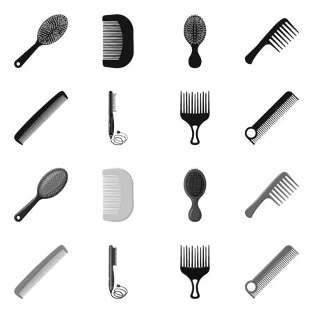Vector illustration of brush and hair logo. Collection of brush and hairbrush vector icon for stock.のイラスト素材