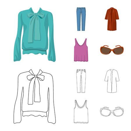 Isolated object of woman and clothing sign. Set of woman and wear stock symbol for web.のイラスト素材