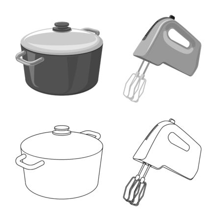 Isolated object of kitchen and cook logo. Set of kitchen and appliance stock symbol for web.のイラスト素材