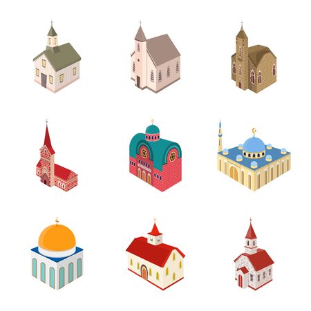 Vector illustration of architecture and building logo. Collection of architecture and clergy stock vector illustration.のイラスト素材