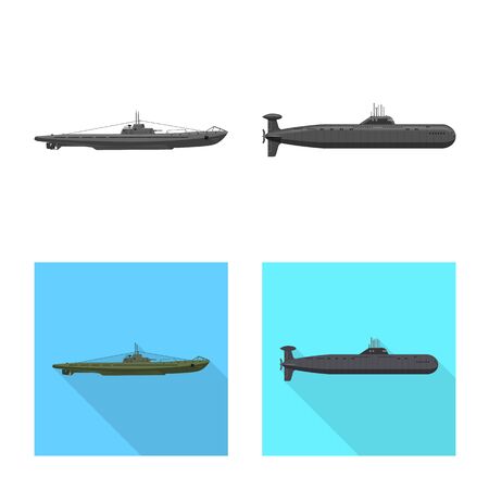Vector illustration of war and ship sign. Collection of war and fleet vector icon for stock.のイラスト素材