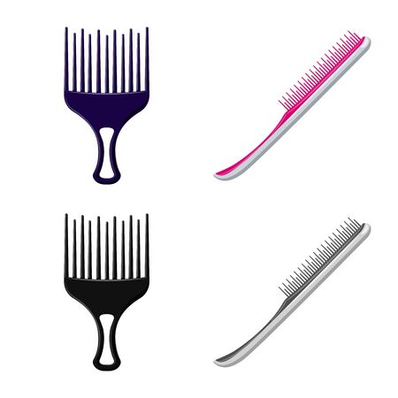 Vector design of brush and hair logo. Set of brush and hairbrush stock symbol for web.のイラスト素材