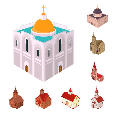 Isolated object of architecture and building icon. Collection of architecture and clergy stock symbol for web.のイラスト素材