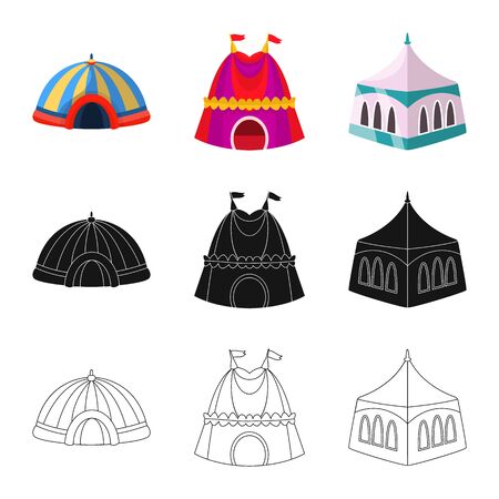 Isolated object of roof and folding icon. Set of roof and architecture stock symbol for web.のイラスト素材