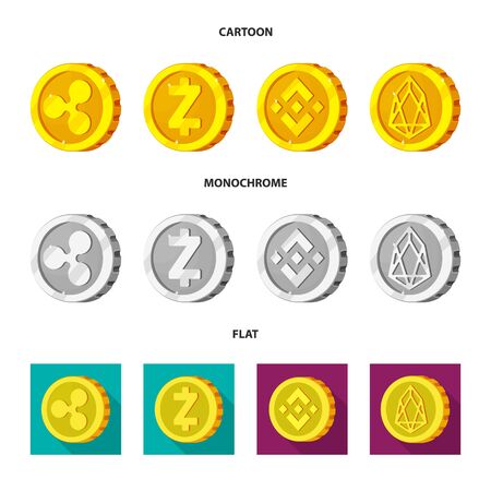 Vector design of cryptocurrency and coin symbol. Set of cryptocurrency and crypto vector icon for stock.のイラスト素材