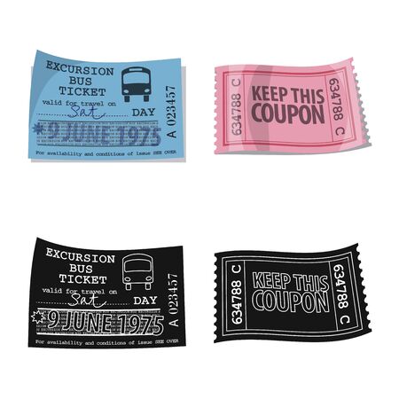 Isolated object of ticket and admission. Collection of ticket and event vector icon for stock.のイラスト素材