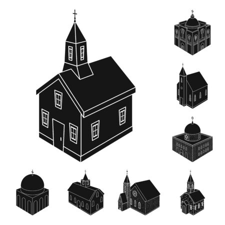 Vector illustration of parish and faith symbol. Collection of parish and building stock vector illustration.のイラスト素材