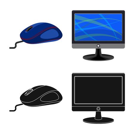 Vector design of laptop and device symbol. Collection of laptop and server stock symbol for web.のイラスト素材