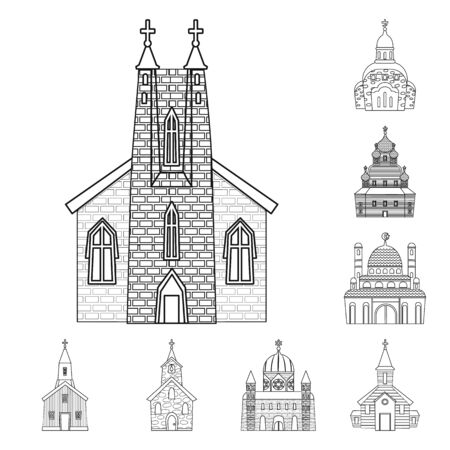Vector design of architecture and faith symbol. Collection of architecture and temple vector icon for stock.のイラスト素材
