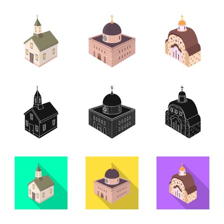 Isolated object of temple and historic sign. Collection of temple and faith vector icon for stock.のイラスト素材