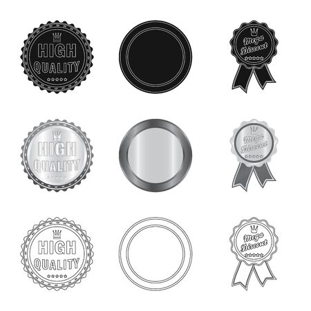 Vector design of emblem and badge . Set of emblem and sticker vector icon for stock.のイラスト素材