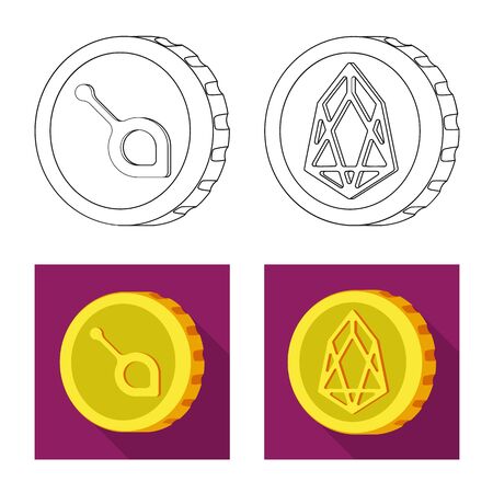 Isolated object of cryptocurrency and coin sign. Collection of cryptocurrency and crypto stock vector illustration.のイラスト素材