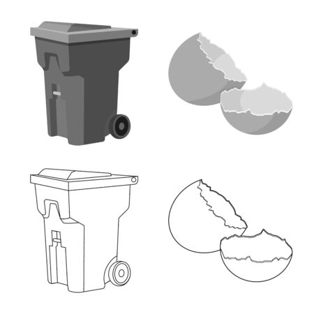 Isolated object of dump and sort symbol. Set of dump and junk stock symbol for web.のイラスト素材