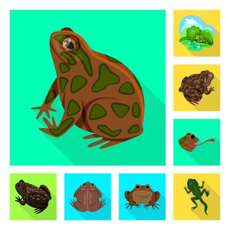 Vector design of wildlife and bog icon. Set of wildlife and reptile vector icon for stock.のイラスト素材