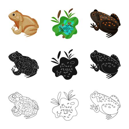 Vector illustration of wildlife and bog symbol. Collection of wildlife and reptile vector icon for stock.のイラスト素材
