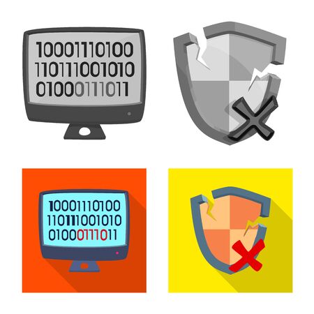 Vector design of virus and secure sign. Collection of virus and cyber vector icon for stock.のイラスト素材