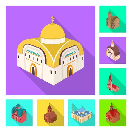 Isolated object of temple and historic symbol. Set of temple and faith stock vector illustration.のイラスト素材