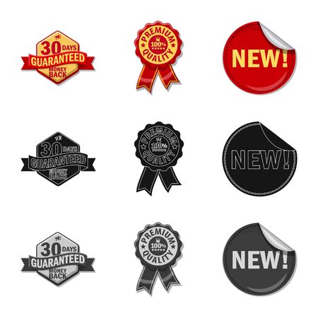 Vector illustration of emblem and badge. Collection of emblem and sticker stock symbol for web.のイラスト素材