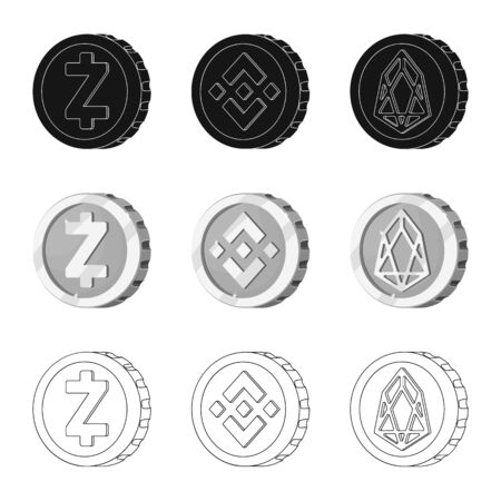 Isolated object of cryptocurrency and coin sign. Collection of cryptocurrency and crypto vector icon for stock.のイラスト素材