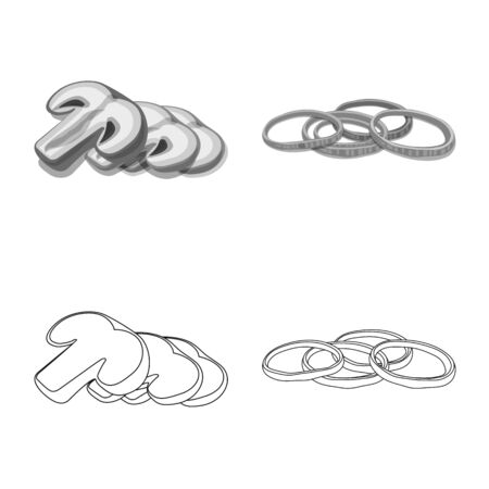 Vector design of burger and sandwich icon. Set of burger and slice vector icon for stock.のイラスト素材