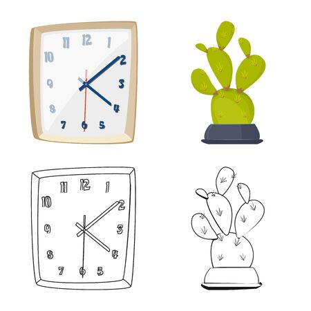 Vector illustration of furniture and work symbol. Set of furniture and home stock vector illustration.のイラスト素材