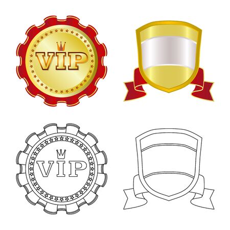 Vector illustration of emblem and badge symbol. Collection of emblem and sticker vector icon for stock.のイラスト素材