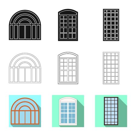 Vector design of door and front. Set of door and wooden stock symbol for web.のイラスト素材