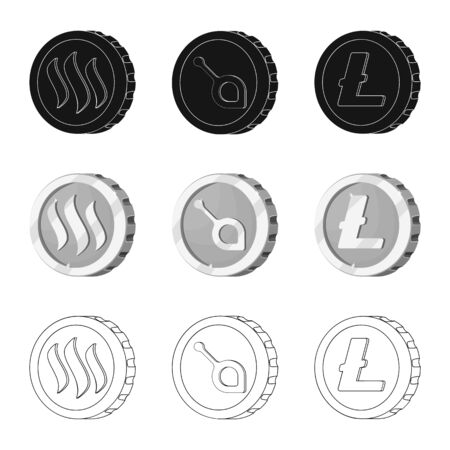Vector illustration of cryptocurrency and coin. Set of cryptocurrency and crypto vector icon for stock.のイラスト素材