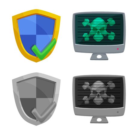 Isolated object of virus and secure icon. Collection of virus and cyber vector icon for stock.のイラスト素材