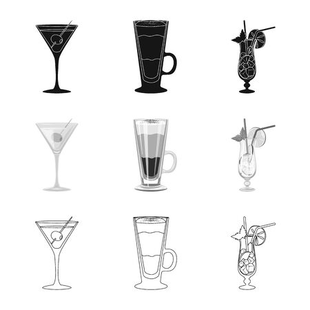 Vector illustration of liquor and restaurant. Collection of liquor and ingredient stock vector illustration.のイラスト素材