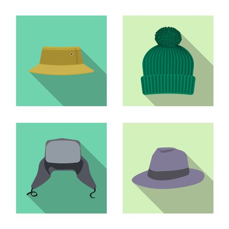 Vector design of headgear and cap icon. Collection of headgear and accessory stock vector illustration.のイラスト素材