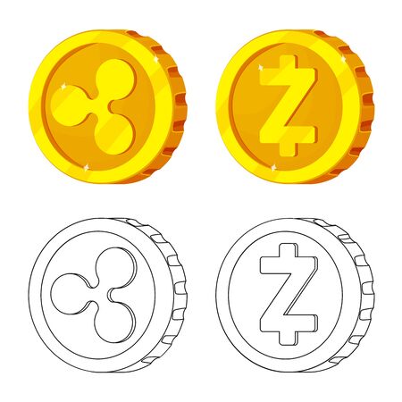 Isolated object of cryptocurrency and coin sign. Collection of cryptocurrency and crypto stock vector illustration.のイラスト素材
