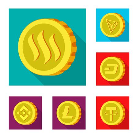 Isolated object of cryptocurrency and coin symbol. Set of cryptocurrency and crypto stock symbol for web.のイラスト素材