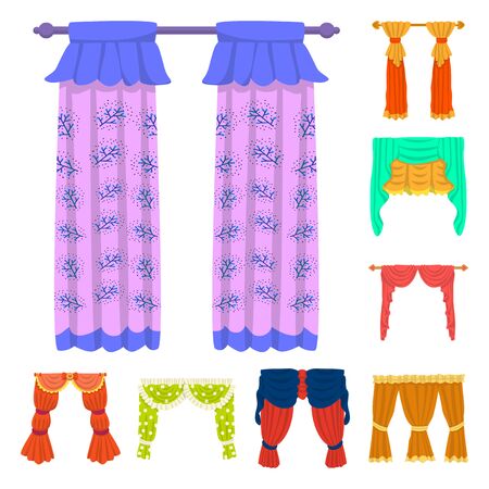 Vector illustration of lambrequin and drapery icon. Set of lambrequin and decoration vector icon for stock.のイラスト素材