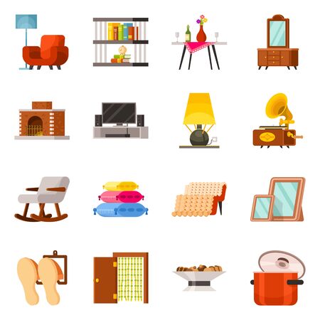 Vector design of furniture and interior icon. Collection of furniture and accessories stock symbol for web.のイラスト素材
