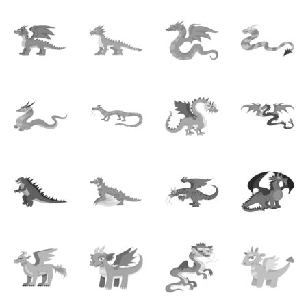 Vector illustration of wild and mythical . Collection of wild and halloween stock symbol for web.のイラスト素材