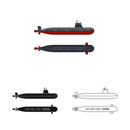 Isolated object of war and ship logo. Set of war and fleet stock vector illustration.のイラスト素材