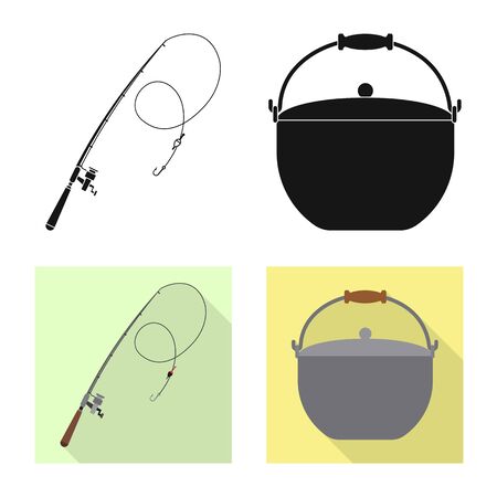 Vector design of fish and fishing icon. Collection of fish and equipment stock symbol for web.のイラスト素材
