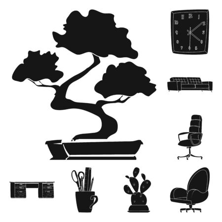 Isolated object of furniture and work icon. Collection of furniture and home vector icon for stock.のイラスト素材