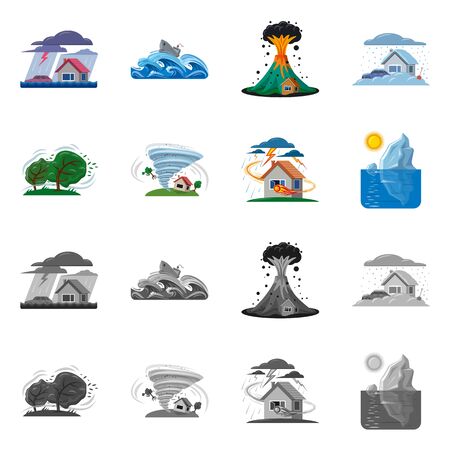 Isolated object of natural and disaster sign. Set of natural and risk stock symbol for web.のイラスト素材