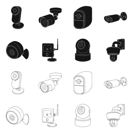 Vector illustration of cctv and camera sign. Collection of cctv and system stock vector illustration.のイラスト素材