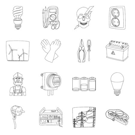Vector illustration of electricity and electric symbol. Set of electricity and energy stock symbol for web.のイラスト素材
