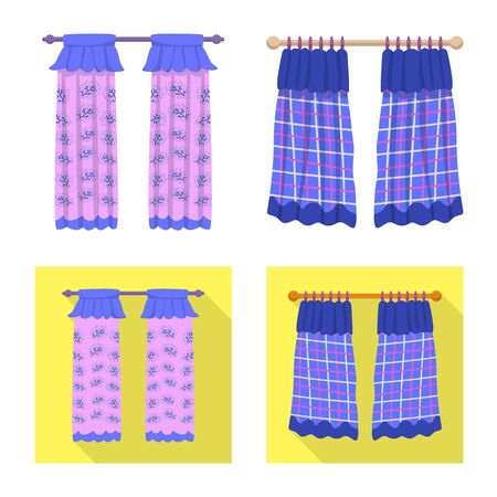 Isolated object of curtains and drapes symbol. Set of curtains and blinds stock vector illustration.のイラスト素材