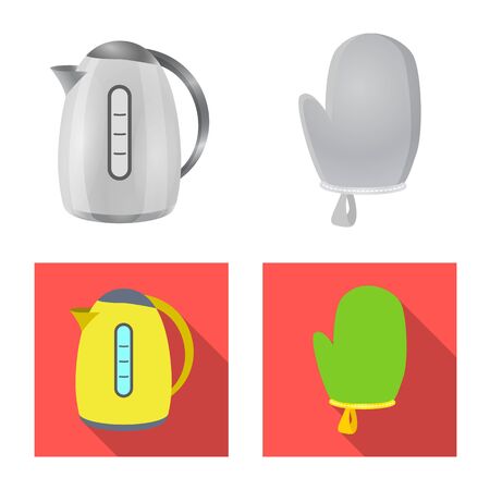 Vector design of kitchen and cook symbol. Collection of kitchen and appliance stock vector illustration.のイラスト素材