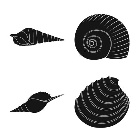 Vector illustration of nature and ocean icon. Collection of nature and mollusk stock vector illustration.のイラスト素材