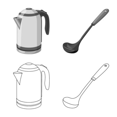Vector design of kitchen and cook. Collection of kitchen and appliance stock symbol for web.のイラスト素材