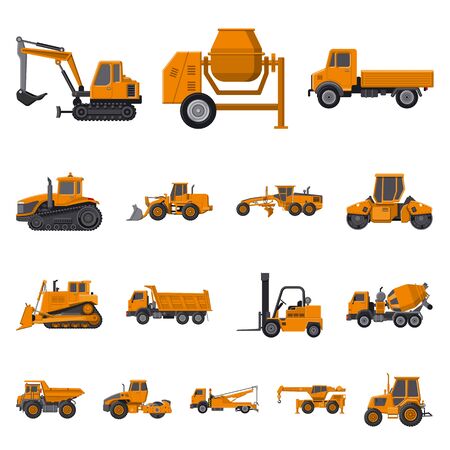 Isolated object of build and construction. Set of build and machinery stock vector illustration.のイラスト素材