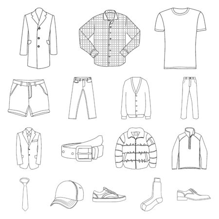 Vector design of man and clothing. Set of man and wear stock vector illustration.のイラスト素材